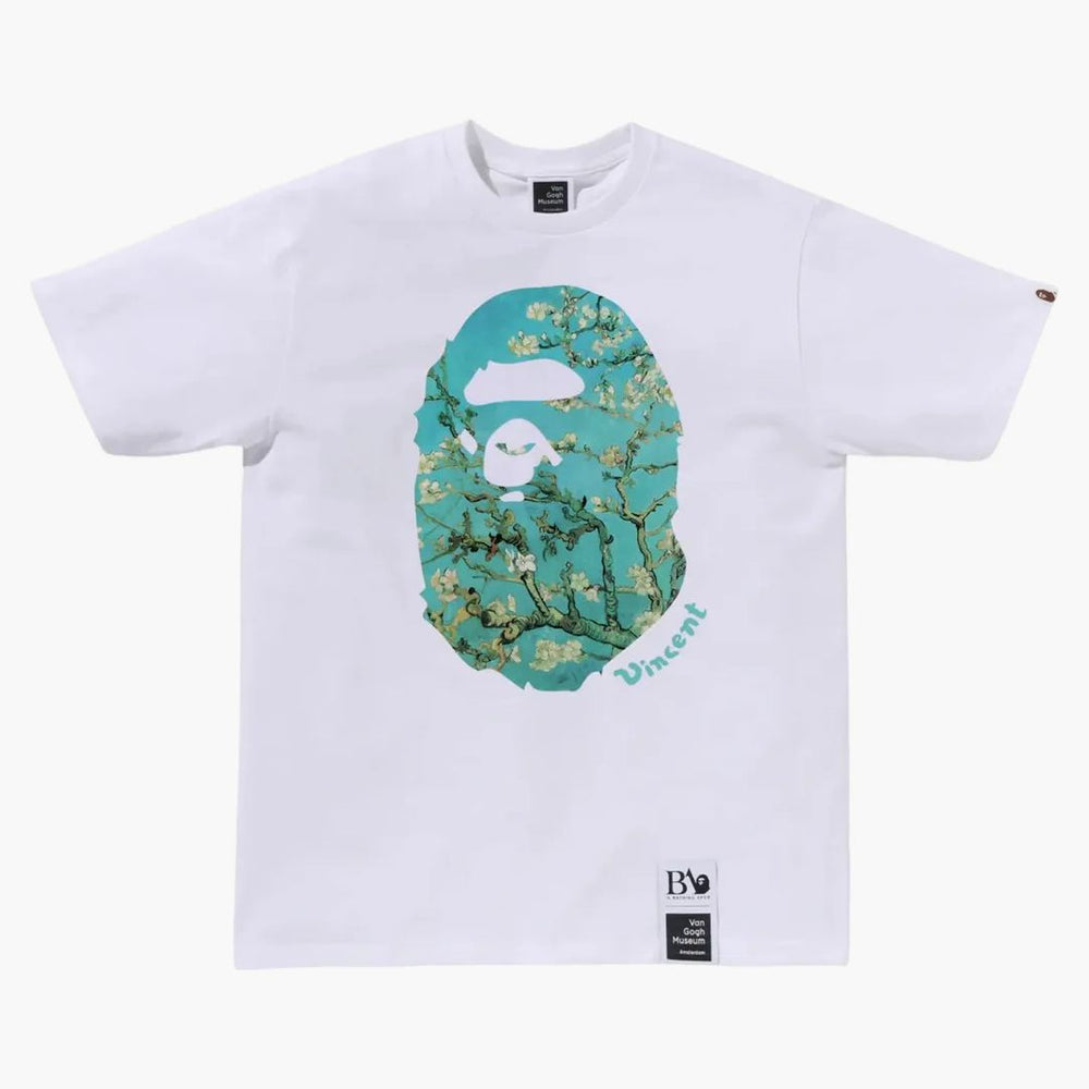 トップス S BAPE VGM Gogh APE HEAD CANVAS ART TEE BAPE x Van Gogh Museum Ape Head Canvas Art I Tee White Men's