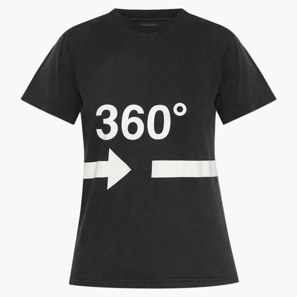 Camiseta de estampado de flecha Balenciaga 360 grados Blanco/blanco