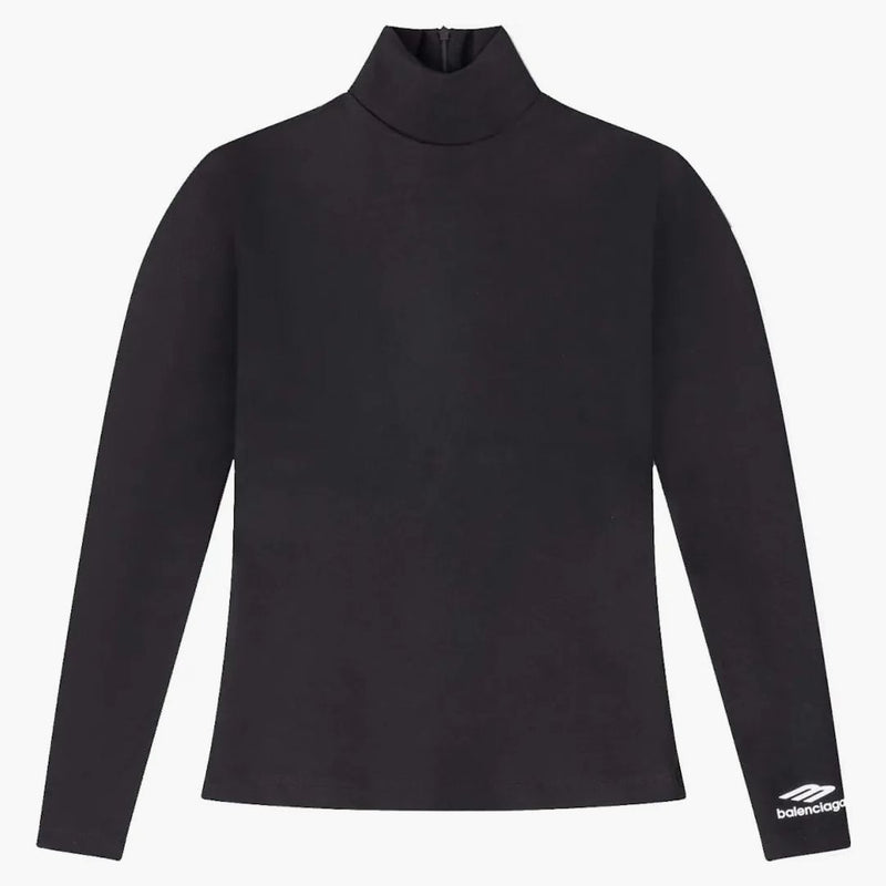 Balenciaga 3B Camisa de cuello de tortuga de ícono deportivo Negro