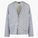 Balenciaga All-over Iconic Logo Cotton Cardigan Gray