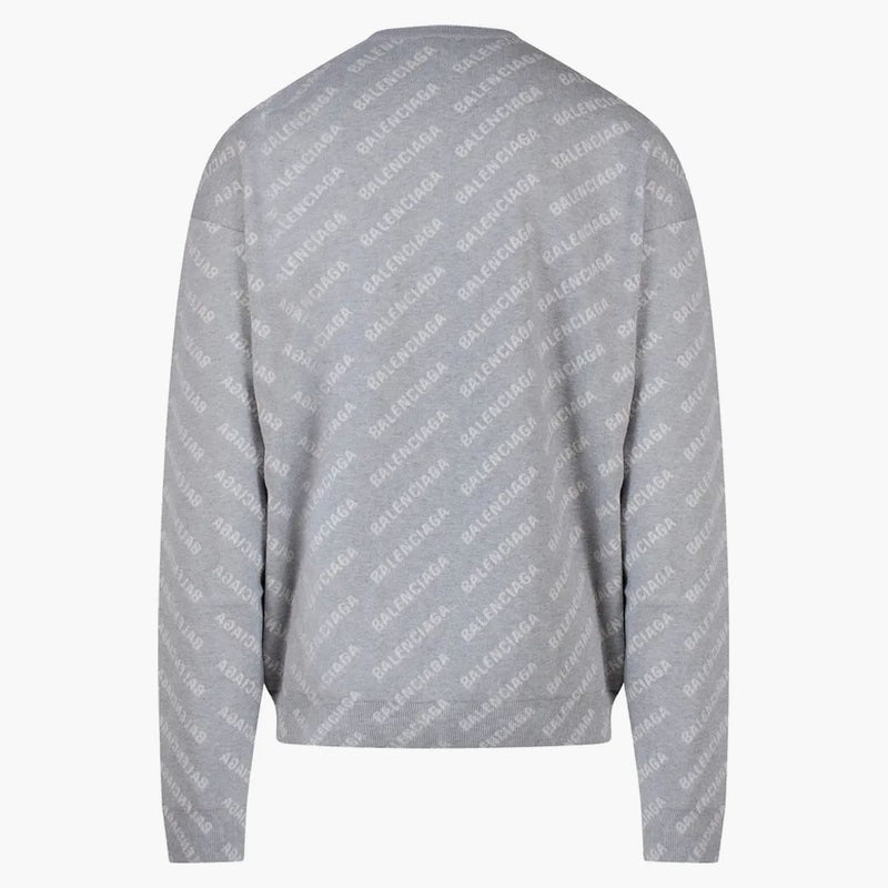 Balenciaga All-Over Logotipo Knitwear Sweater Gray