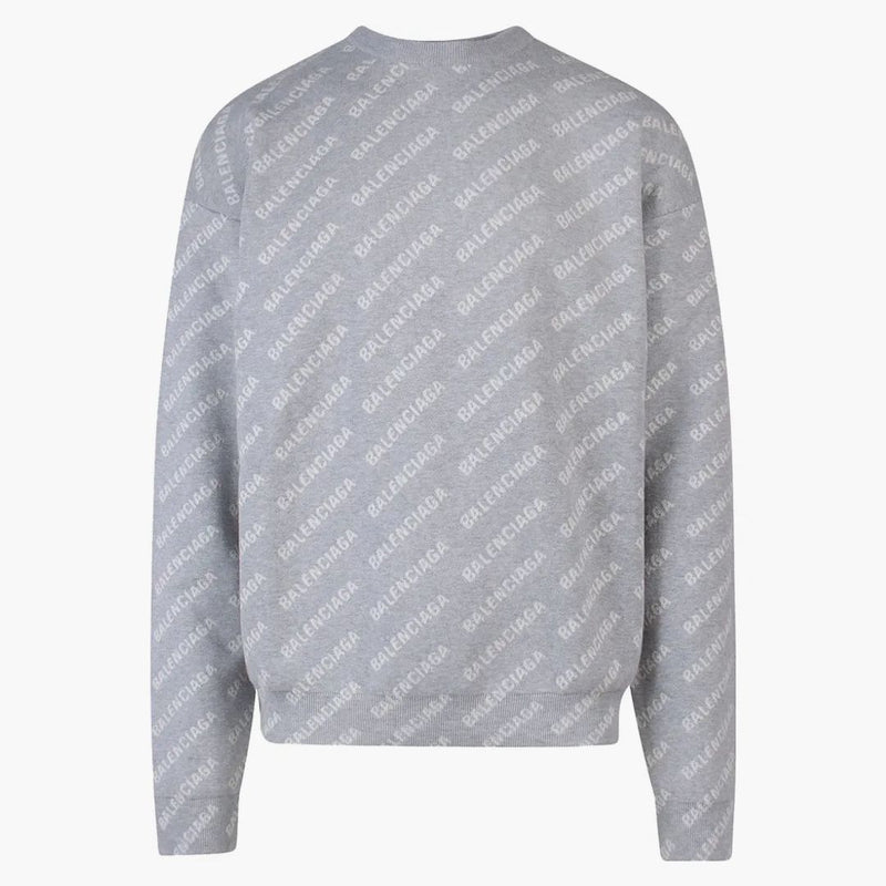Balenciaga All-Over Logotipo Knitwear Sweater Gray