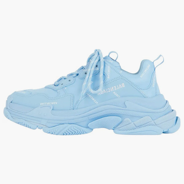 Balenciaga All Over Logo Triple S Blue Gray Black
