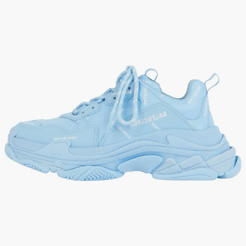Balenciaga All Over Logo Triple S Blue Gray Black