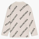 Balenciaga Allover Logo Crewneck White