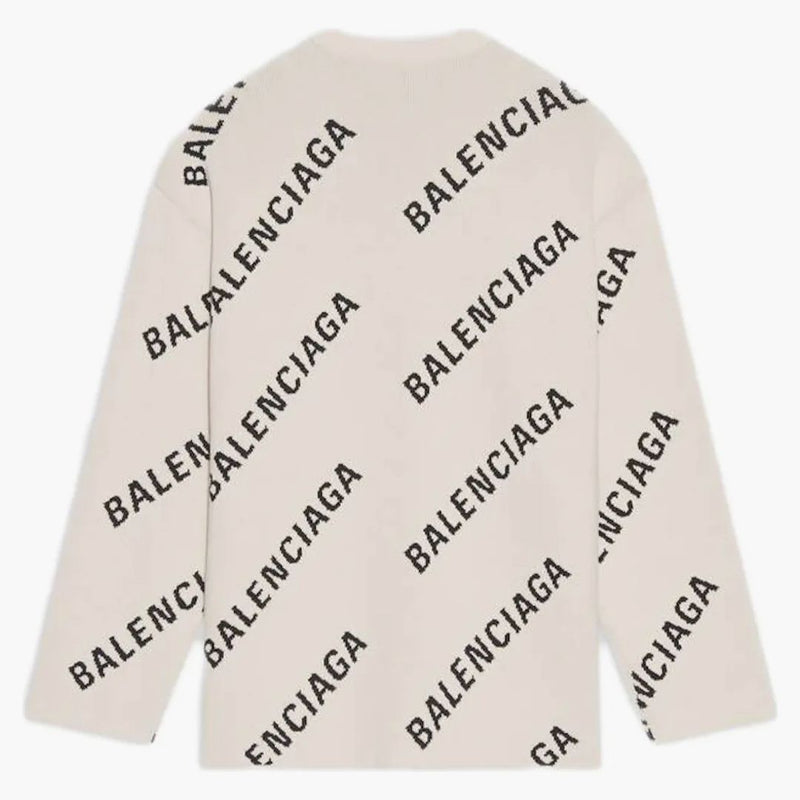 Balenciaga allover logo Crewneck White