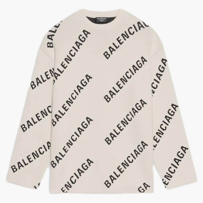 Balenciaga allover logo Crewneck White
