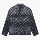 Balenciaga Allover Logo Oversized Jacket Black