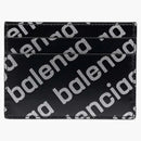 Balenciaga Allover Logo Print Cardholder Black/Silver-Tone