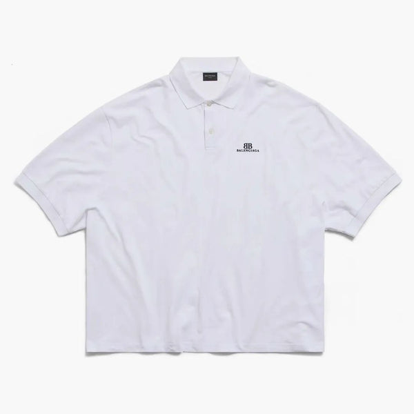 Balenciaga BB Polo clásico de gran tamaño para hombres blancos