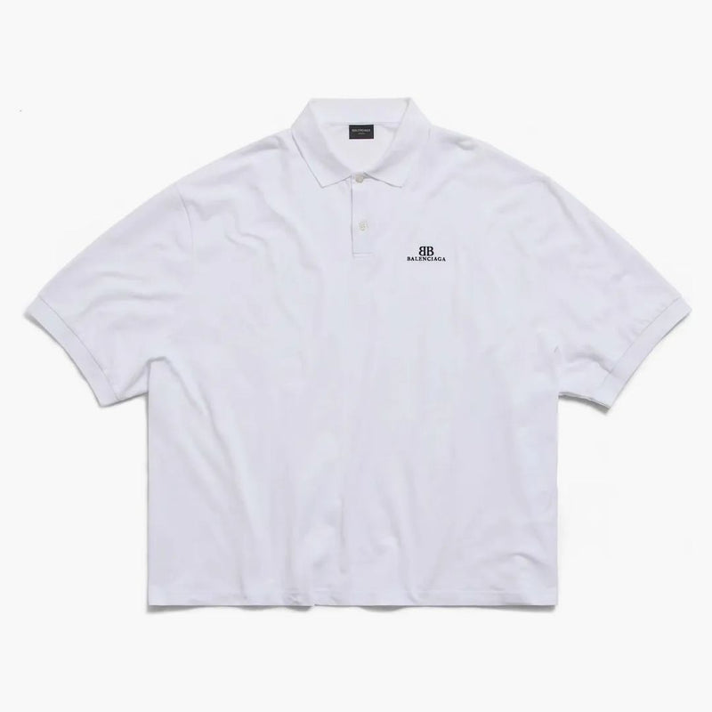 Balenciaga BB Polo clásico de gran tamaño para hombres blancos