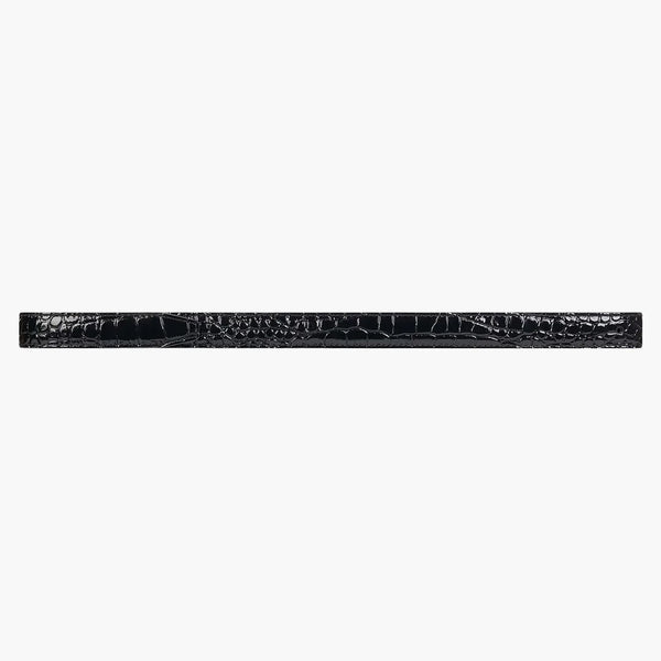 Balenciaga BB Hourglass Crocodile Embossed Thin Belt Black