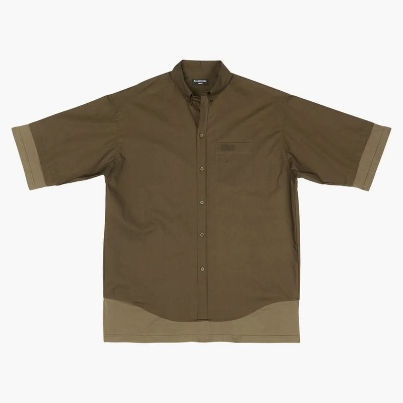 Balenciaga BB Icono en capas Camiseta de manga corta Gran Camisa Dark Green