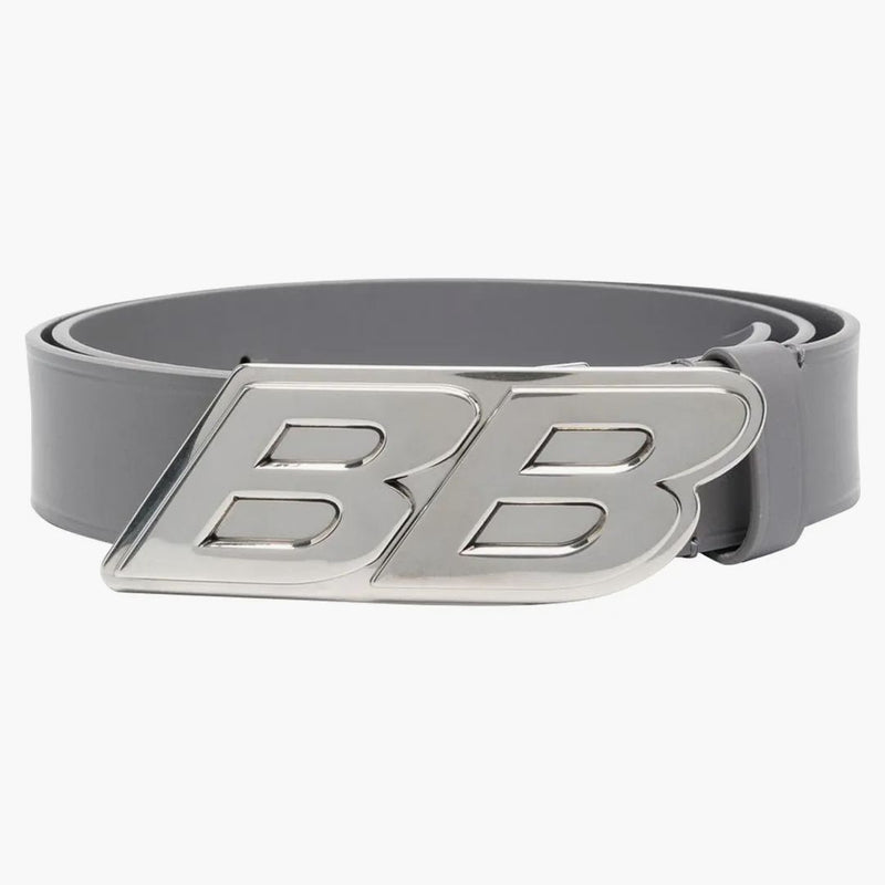 Balenciaga BB Logotipo Cinturón de hebilla Gris/plata