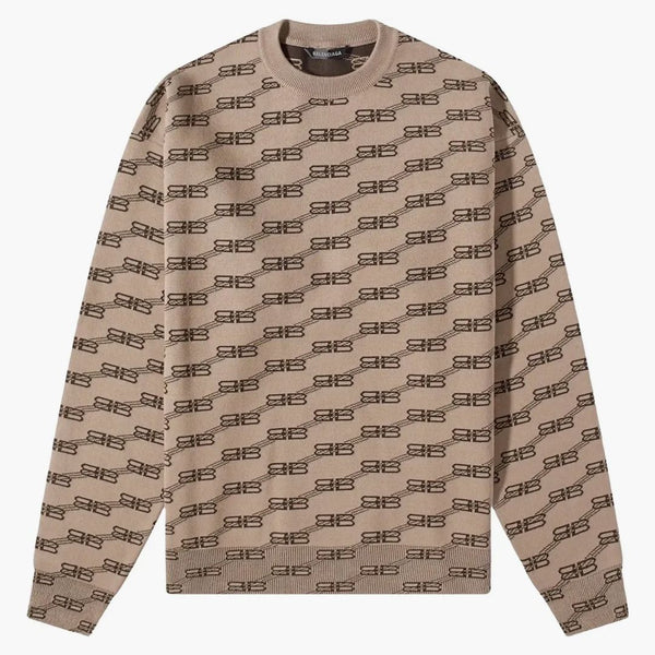 Balenciaga BB Logo Crewneck Beige