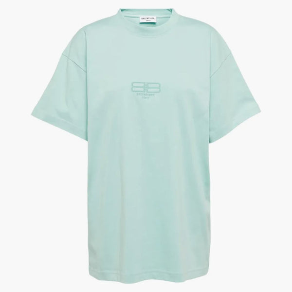 Balenciaga BB París Icono Camiseta de algodón Aqua verde