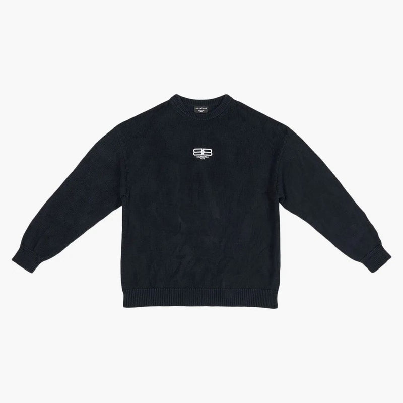 Balenciaga BB Paříž ikona Velká fit svetr námořnictva/bílá