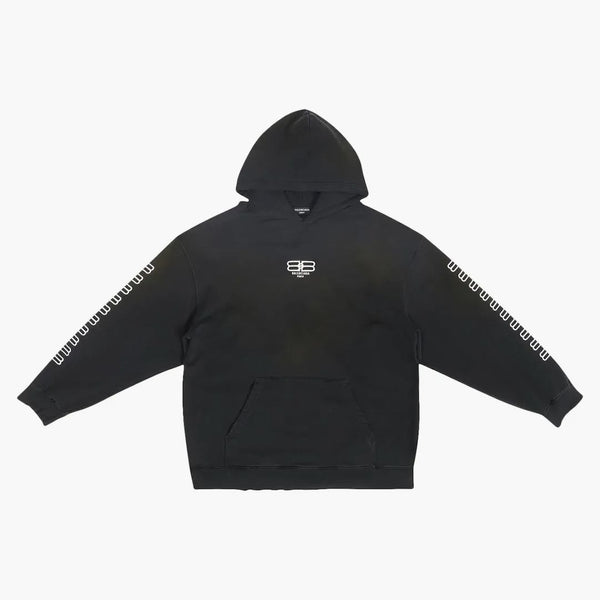 Balenciaga BB París Icon Media Fit Hoodie Negro/Blanco