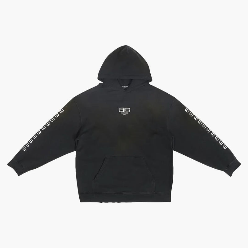 Balenciaga BB París Icon Media Fit Hoodie Negro/Blanco
