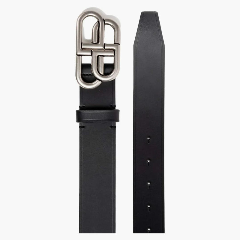 Balenciaga BB Cinturón de tono plateado negro