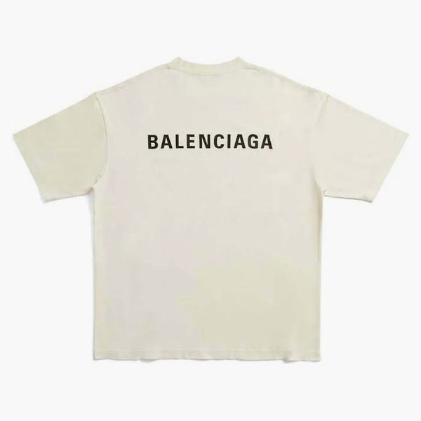 Balenciaga Back Logo Camiseta Medium Fit Cream