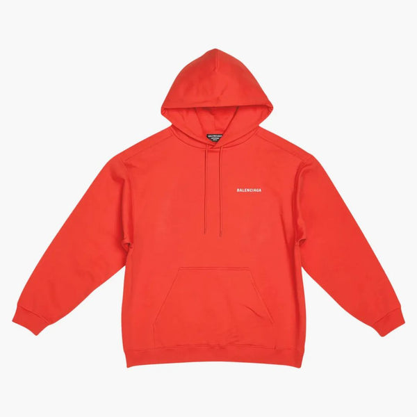Balenciaga Back Logo Fit Regular Hoodie Rojo brillante/blanco