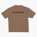 Balenciaga Back Logo Pravidelné fit vintage tričko Dark Beige/Black