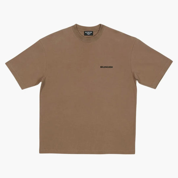 Balenciaga Back Logo Fit Regular Vintage Camiseta Beige oscuro/negro
