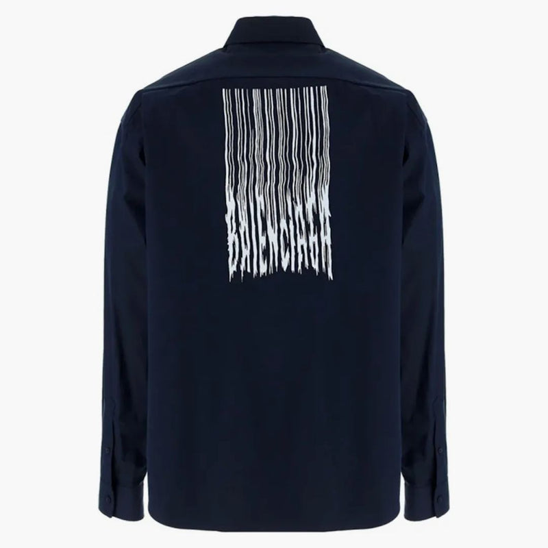 Camisa de logotipo de código de barras de Balenciaga Navy/White