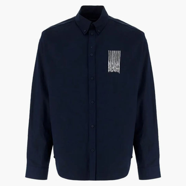 Camisa de logotipo de código de barras de Balenciaga Navy/White