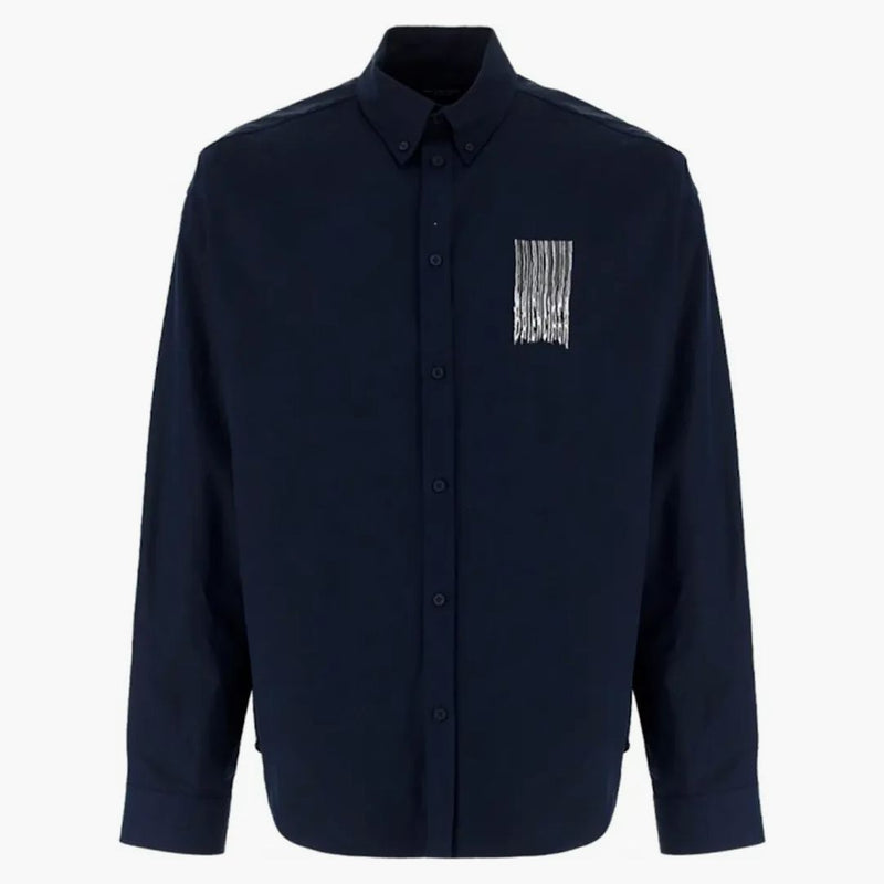 Camisa de logotipo de código de barras de Balenciaga Navy/White