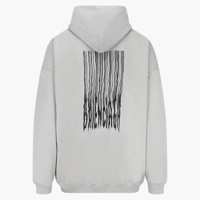 Balenciaga Barcode Logotipo de vellón sudadera con capucha cuadra gris