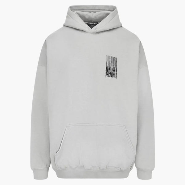 Balenciaga Barcode Logotipo de vellón sudadera con capucha cuadra gris