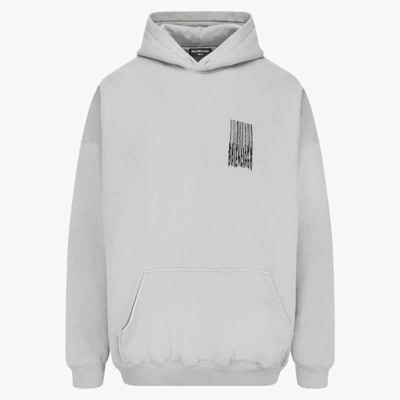 Balenciaga Barcode Logotipo de vellón sudadera con capucha cuadra gris