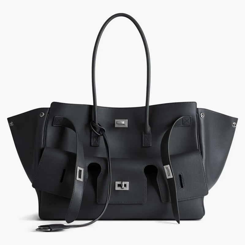 Balenciaga Bel Air Medium Carry TODO BOLSA Hardware de plata envejecido Negro