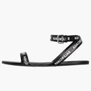 Balenciaga Black Logo Print Sandals Black Leather