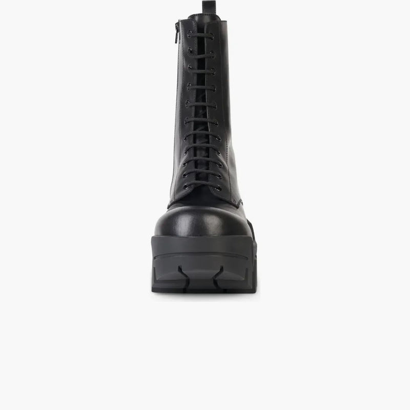 Balenciaga Bulldozer Laceup Boot Black Calfskin