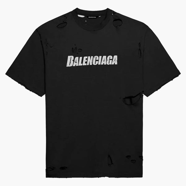 Balenciaga Caps förstörde Flatground T-shirt svart