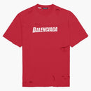 Balenciaga Caps Destroyed Flatground T-shirt Raspberry/White