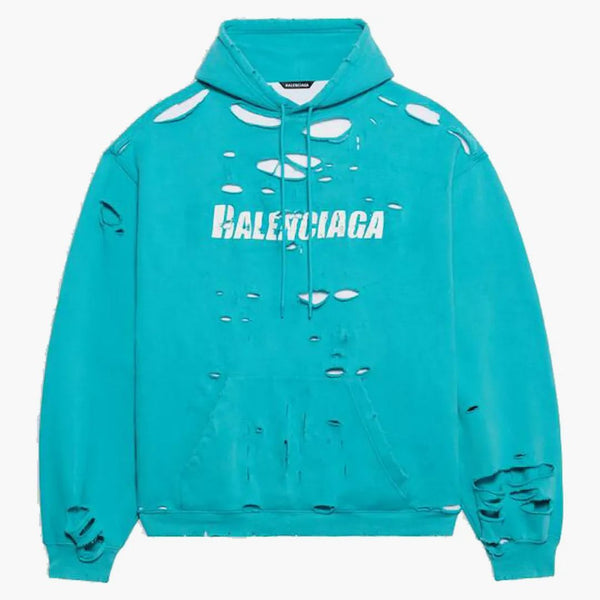 Balenciaga Caps förstörde Hoodie Navy/White