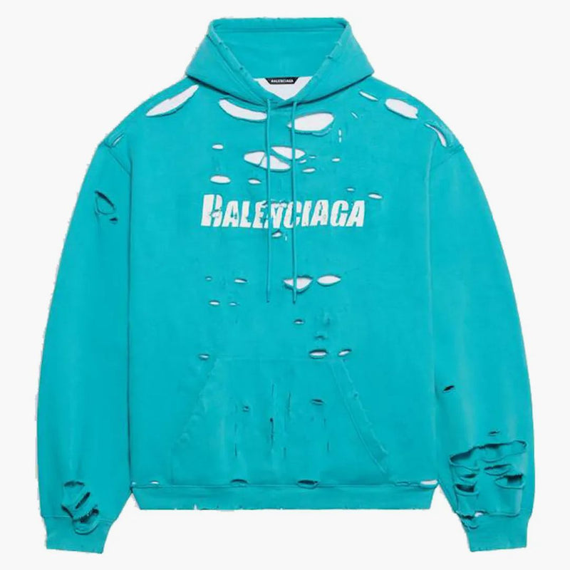 Balenciaga Caps förstörde Hoodie Navy/White