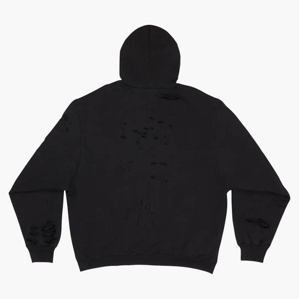 Balenciaga Caps förstörde överdimensionerad fit hoodie svart/svart