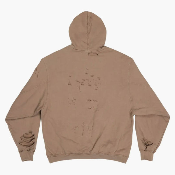 Balenciaga Caps förstörde överdimensionerad fit hoodie mörk beige/khaki