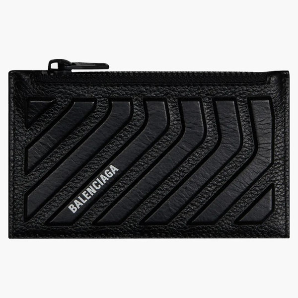 Balenciaga Car Long Coin a držák karty v zrnité telecí černé barvě
