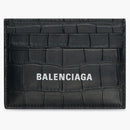 Balenciaga Card Holder Crocodile Embossed Black