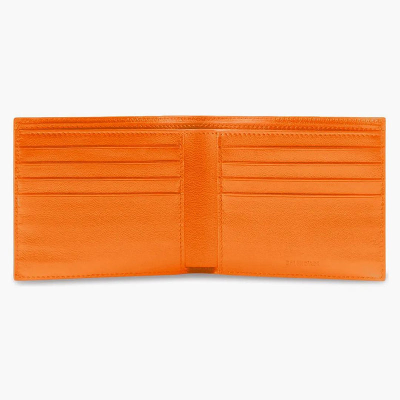 Balenciaga Cash Square (8 kartových slotů 2 Bill Commartments) Složená peněženka oranžová/černá