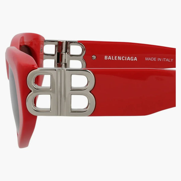 Balenciaga Cat Frame Acetato Acetato Occhiali da sole rosso/argento/grigio (BB0095S-30008868-016)