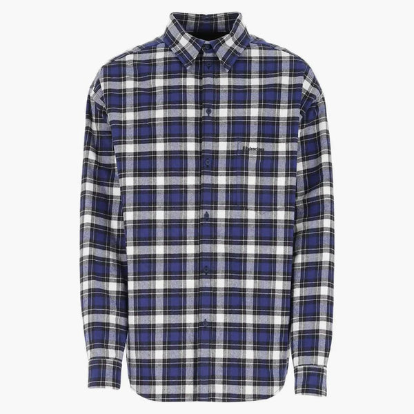 Balenciaga Camisa de algodón a cuadros Blanco blanco