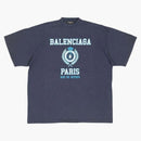 Camiseta arrugada de Balenciaga College Crest Arrinkled Ocean Blue