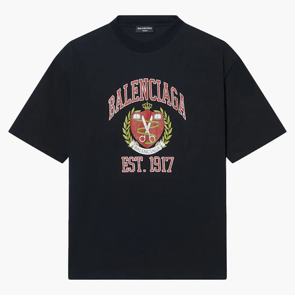 Camiseta de Fit Balenciaga College Medium Fit Negro/Rojo/Blanco